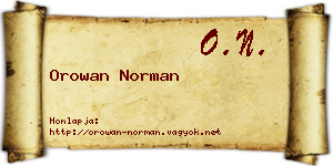 Orowan Norman névjegykártya